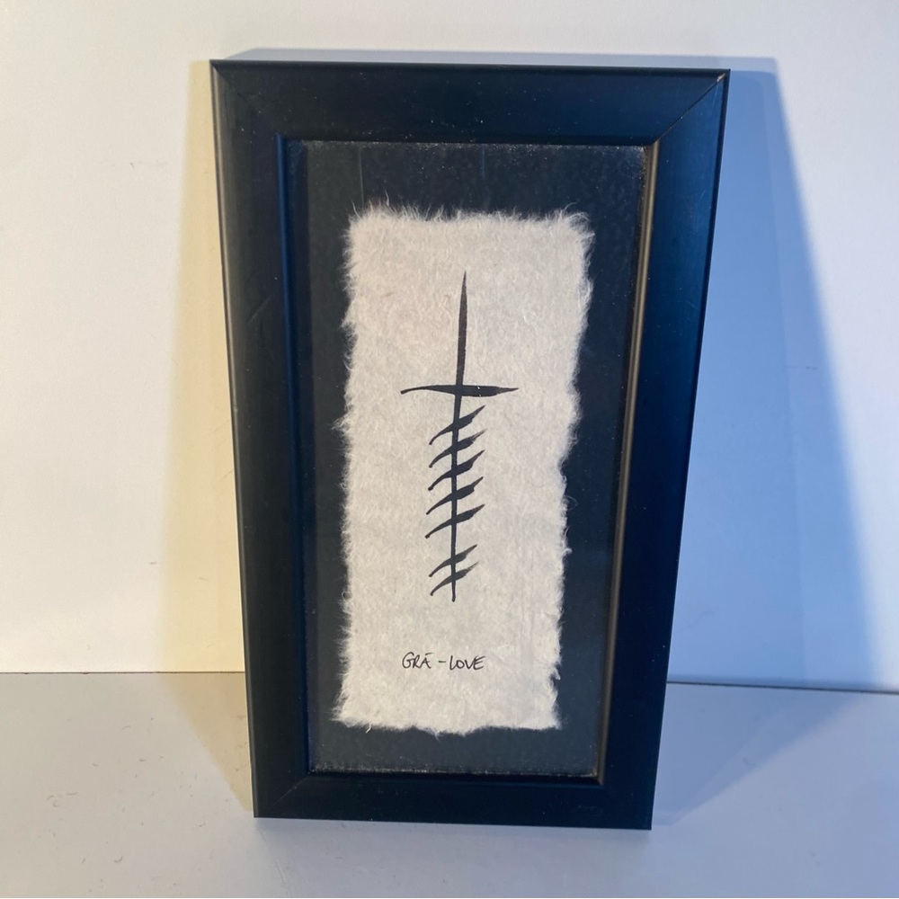 Handcrafted Framed Irish Ogham Wish
“Grá" Translation “Love” Ogham Script